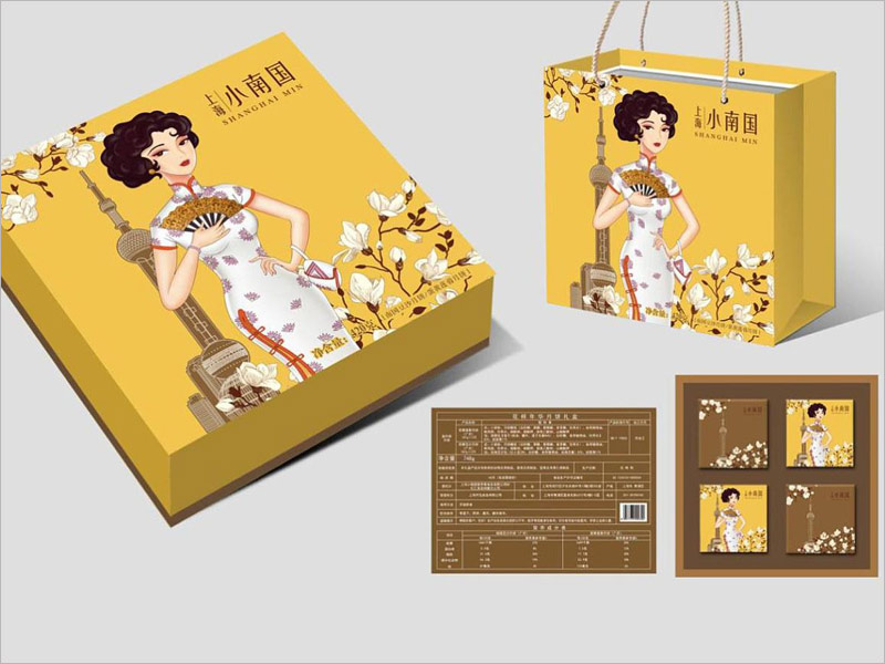 上海小南國月餅禮盒包裝設(shè)計(jì)，手繪老上海風(fēng)，獨(dú)具特點(diǎn)