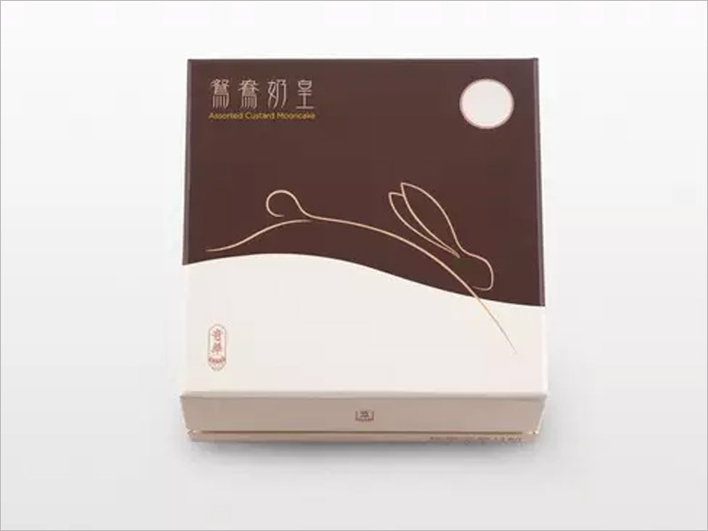鴛鴦奶皇月餅包裝設(shè)計(jì)，寥寥數(shù)筆，簡潔傳神。