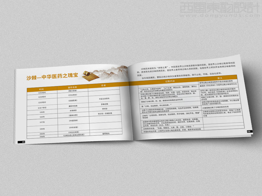 寧波市雷瑞商貿(mào)公司棘行天下產(chǎn)品手冊設計之沙棘中華醫(yī)藥瑰寶內(nèi)頁設計