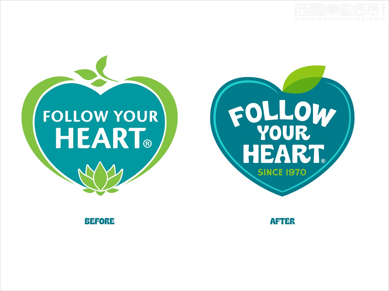 美國Follow Your Heart素食產(chǎn)品logo設計之新舊logo對比