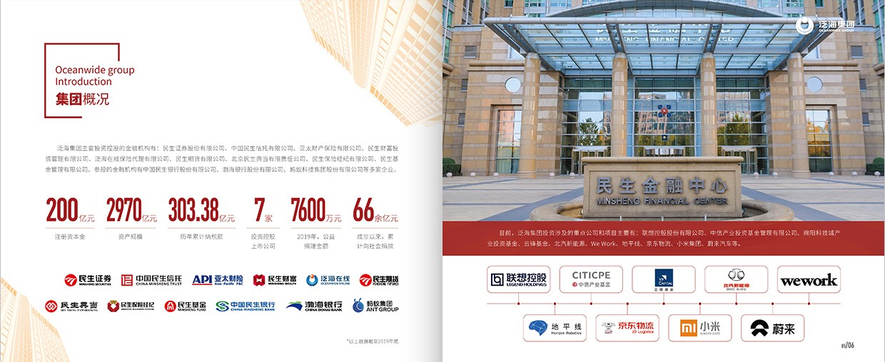 中國泛?？毓杉瘓F35周年畫冊設計之集團概況頁面設計